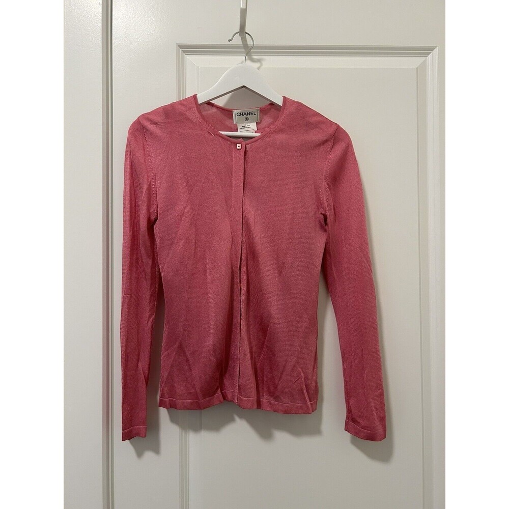 Chanel Two Piece Top Tank and One Button Cardigan Sweater Viscose Rayon